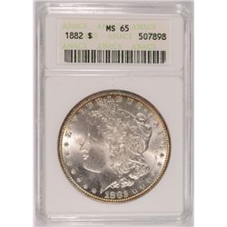 1882 MORGAN SILVER DOLLAR, ANACS MS-65 GEM  WITH COLOR!