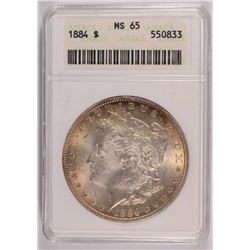 1884 MORGAN SILVER, ANACS MS-65  COLOR