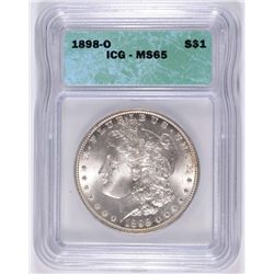 1898-O MORGAN SILVER DOLLAR, ICG MS-65 GEM
