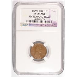1909 S VDB LINCOLN CENT NGC XF MINOR MINT DONE PLANCHET FLAW REV VERY NICE