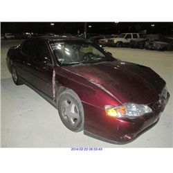 2003 - CHEVROLET MONTE CARLO/ / EXPORT ONLY//SALVAGE