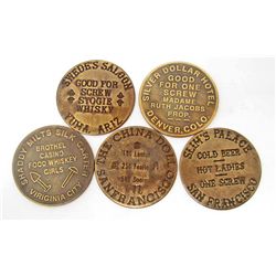 LOT OF 5 CAT HOUSE BROTHEL TOKENS