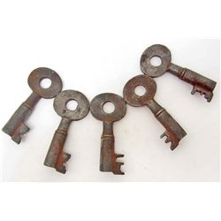 LOT OF 5 CAST IRON RAILROAD KEYS