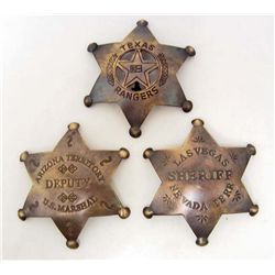 LOT OF 3   OLD WEST STYLE LAW BADGES