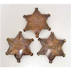 LOT OF 3 OLD WEST STYLE STAR SHERIFF BADGES
