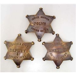 LOT OF 3 OLD WEST STYLE STAR LAW BADGES