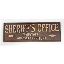 CAST IRON TOMBSTONE AZ TERRITORY SHERIFF SIGN