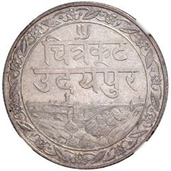 MEWAR: Fatteh Singh, 1884-1930, AR 1/2 rupee, Udaipur, VS1928