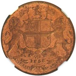 BRITISH INDIA: Victoria, Queen, 1837-1876, AE 1/4 anna, 1858(c)