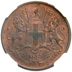 BRITISH INDIA: Victoria, Queen, 1837-1876, AE 1/2 pice, 1853(c)