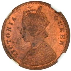 BRITISH INDIA: Victoria, Queen, 1837-1876, AE 1/4 anna, 1862(m)