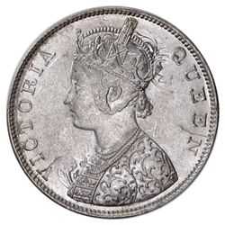 BRITISH INDIA: silver rupee, Bombay, 1862-(b), obverse D/reverse II, unc