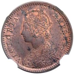 BRITISH INDIA: Victoria, Empress, 1876-1901, AE 1/12 anna, 1895(c)
