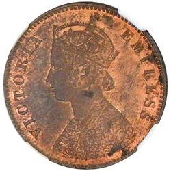 BRITISH INDIA: Victoria, Empress, 1876-1901, AE 1/4 anna, 1892(c)