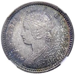 BRITISH INDIA: Victoria, Empress, 1876-1901, AR 1/4 rupee, 1885-C