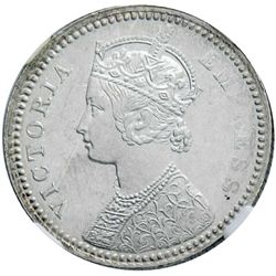 BRITISH INDIA: Victoria, Empress, 1876-1901, AR 1/4 rupee, 1886C