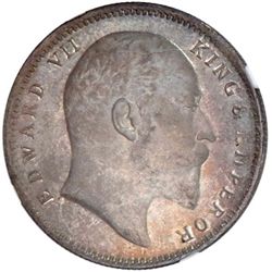 BRITISH INDIA: Edward VII, 1901-1910, AR rupee, 1908(c)