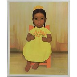 Gustavo Montoya Mexican Art Print Girl With Flowers