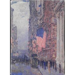 Flags on the Waldorf Childe Hassam Print On Canvas Art