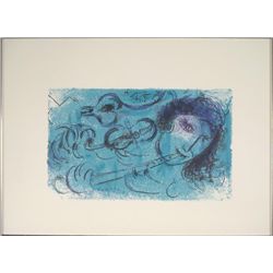 Marc Chagall Flutist Musician Art Print -Blue Flute