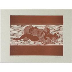 Jack Woodcut Erotic Art Print Proof Japanese Style