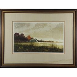 Jon Wills Orig Landscape Painting -Evening Fields Frmd