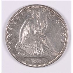 1874 SEATED HALF DOLLAR AU-58+