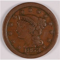 1853 LARGE CENT F/VF