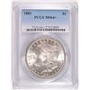 Image 1 : 1881 MORGAN SILVER DOLLAR, PCGS MS-64+  BLAST WHITE!
