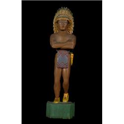 Woodlands Carved and Painted Wood Figure of a Chieftain ca. 1925  12" H.  Good Condition         …