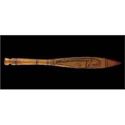 Carved and Painted Model Paddle Signed ca. 1915  19" L.  Fine Condition                          …