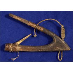 19TH C. Northwest Coast Wood and Bone Halibut Hook Found at Prince Rupert, B.C. 9" L. 4 3/4" W.  …