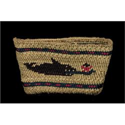 Fine Nuu-chah-nulth Miniature Flared Basket with Whale Motif 2 5/8" W. 2 1/2" H.                 …