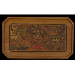 Carved Cedar Tray with Tribal Totem History of the Wrangell Indians, Mouth of Stikine River B.C. …