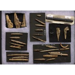 Frame of Thirty Carved Bone Harpoon Points From Various Vancouver Island Locations               …