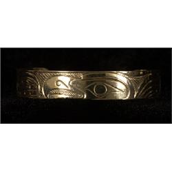 14K Carved Gold Child's Bracelet Signed with Initials 4 1/4" L. 5/16" W.  Excellent Condition    …