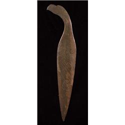 Tlingit Engraved Eagle Head and Steamship Copper Dagger ca. 1910  15" L.  Fine Condition         …