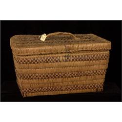 Mt. Currie Lidded Picnic Basket 14" L. 9" W. 7 3/4" H.  Fine Condition                           …