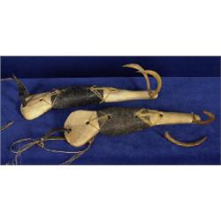 Two Older Inuit Fish Lures Caribou Horn and Soapstone 6 1/4" L.  Fair Condition                  …