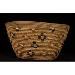 Thompson River Coiled Burden Basket 11" L. 9" W. 6" H.  Fine Condition                           …