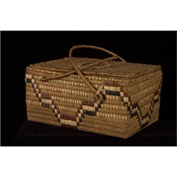 Very Fine Lillooet Lidded Storage Basket 13 1/2" L. 9 1/4" W. 6 1/2" H.  Excellent Condition     …