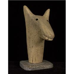 Inuit Carved Whalebone Wolf with Baleen Eyes 6" H.  Fine Condition  Not Allowed to Ship to U.S.A.…