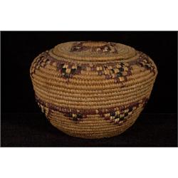 Circular Lillooet Lidded Nut Basket 7" D. 5" H.  Fine Condition                                  …