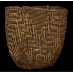 Large Klikitat Burden Basket with Woven Tumpline 14" H. 14" L. 10 1/2" W.  Fair Condition        …