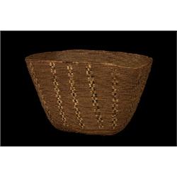 Fine Old Thompson River Coiled Cedar Burden Basket 16 1/2" L. 11" W. 10 1/2" H.  Good Condition  …