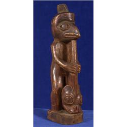 Mid 19TH C. Kwagiulth Carved Wood Figure of Shaman Transforming Collected 1964  8 1/4" H.  Very F…