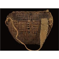 Rare 19TH C. Puget Sound Clam Basket with Tumpline 19 1/2" L 15" H. 14" W.  Fair Condition       …
