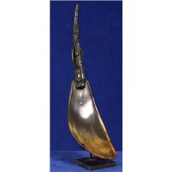19TH C. Haida Mountain Goat Horn Handled Ladle Transformation of Shaman Chief Collected 1970  11"…