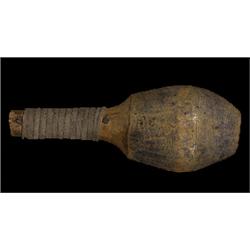 19TH C. Kwakiutl Hamatsa Painted Wood Rattle with Later Leather Bound 9" H.  Fair Condition      …