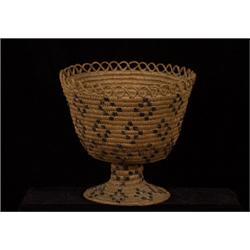 Large Thompson River Pedestal Basket with Crenulated Rim 11" D. 10 1/2" H.  Fine Condition       …
